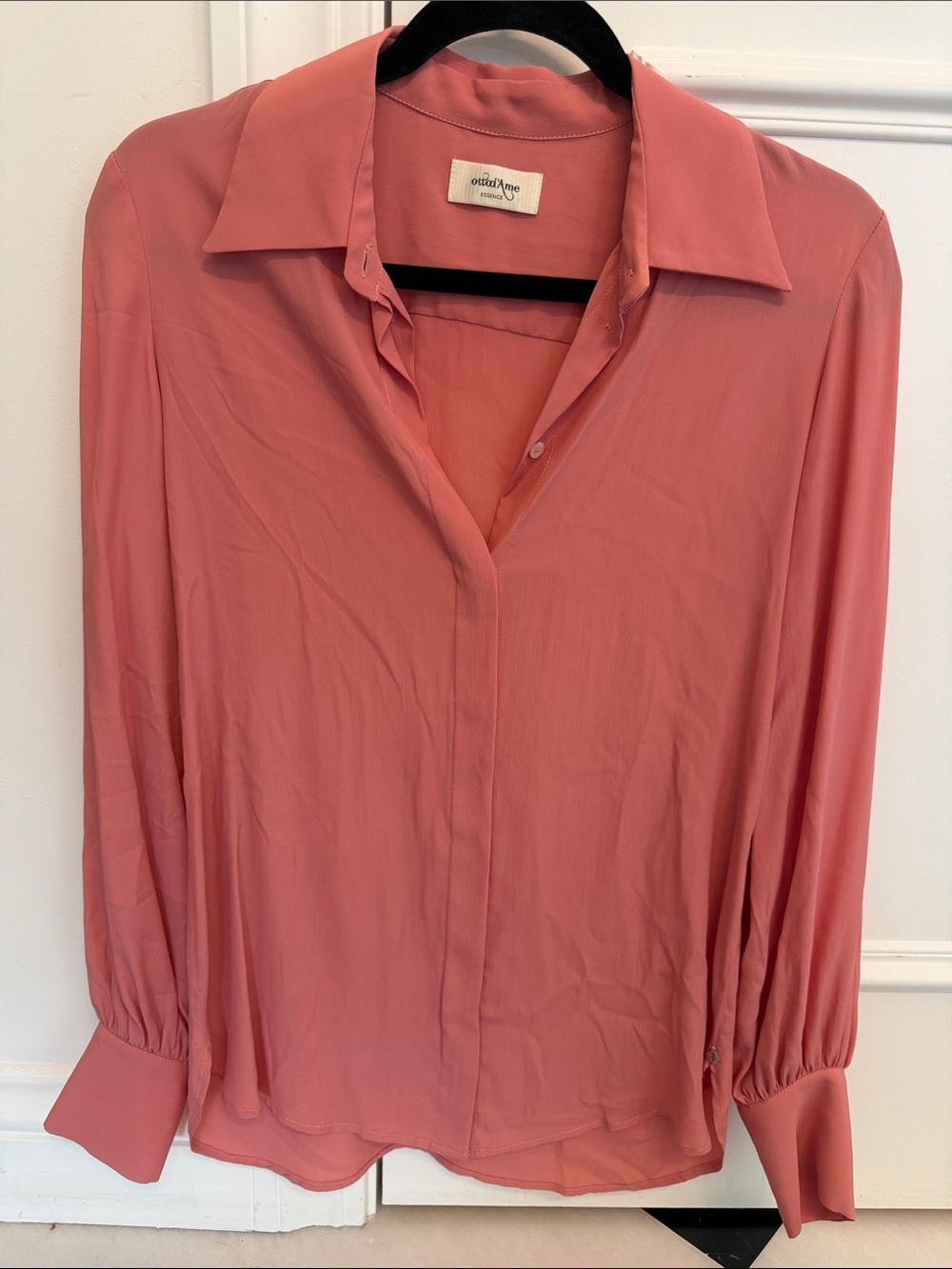 Ottod’Ame Silky Coral Button-Down Shirt with Classic Collar